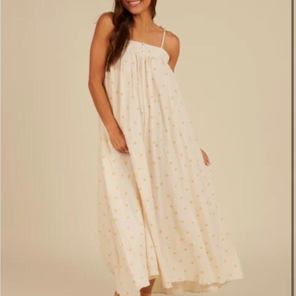 Rylee + Cru Cream Spaghetti Strap Maxi Sundress